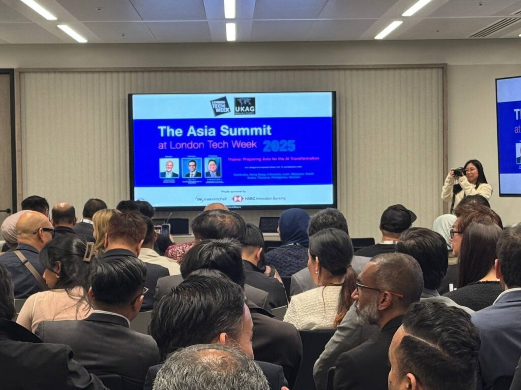 Mr. Hang Sochivin, Trade Attaché, and Ms. Heng Chhun Leang, First Secretary of the Royal Embassy of Cambodia, attended the Asia Get Together event during London Tech Week 2025 at Irwin Mitchell
