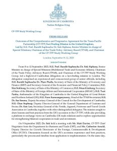 Press Release on the Outcomes of the Comprehensive and Progressive Agreement for the Trans-Pacific Partnership (CP-TPP) Fact Finding Mission to the United Kingdom, Led by H.E. Prof. Bundit Sapheacha Dr. Sok Siphana