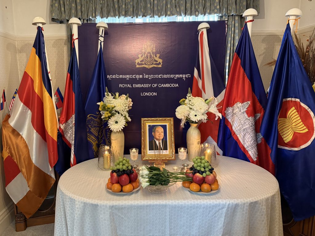 The Royal Embassy of the Kingdom of Cambodia in the United Kingdom and Northern Ireland paid a tribute to mark the 13th anniversary of the passing of the late His Majesty Preah Bat Samdech Preah Norodom Sihanouk, Preahmahaviraksat, King-Father of Cambodian National Independence, Territorial Integrity, and Unity, Preah Borom Ratanak Kaudh, with utmost respect and reverence
