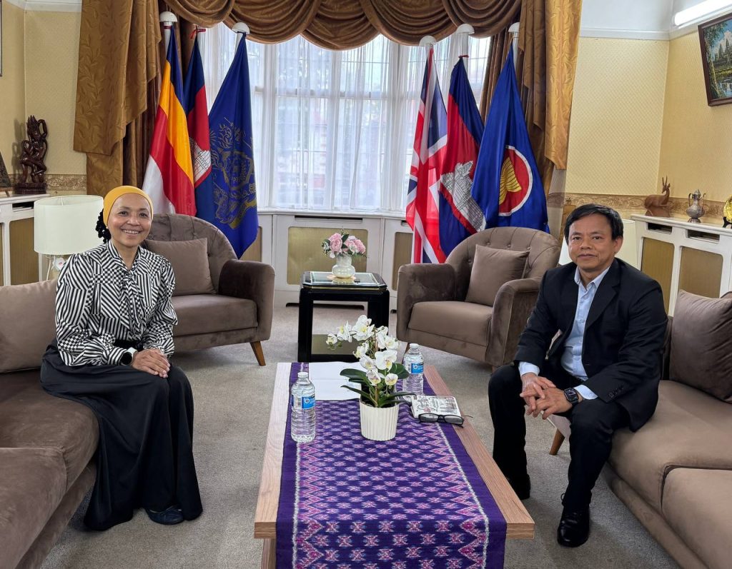 Mr. Hang Sochivin, Trade Attaché, met with Ms. Marina Stewart, International Sales Manager of Montgomery Events, to discuss the International Food & Drink Event (IFE 2027), which will take place from 5–7 April 2027 at ExCeL London